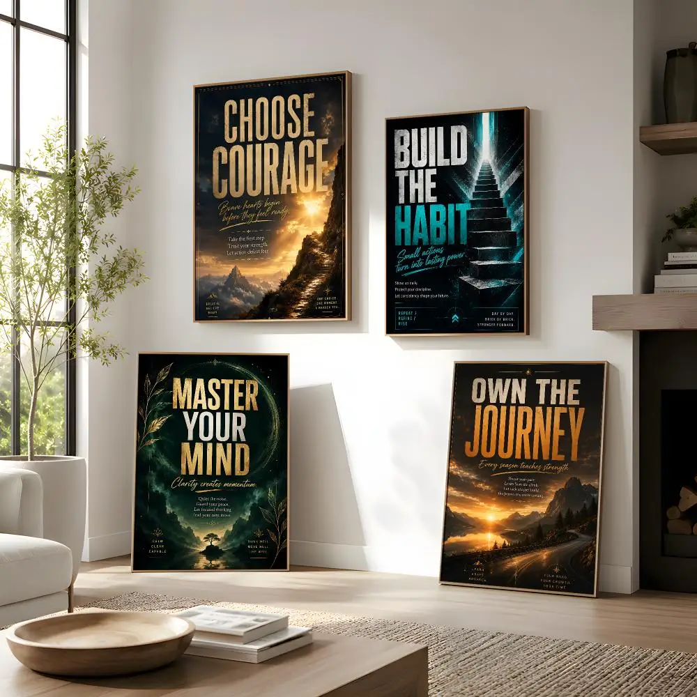 Motivational Typography Poster Wall Decor Self-Adhesive Aesthetic Modern Vibe Stylish Gift Friends Using Living Room Bedroom