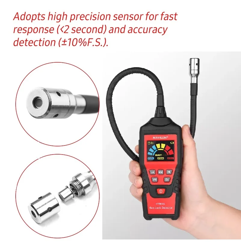 

MAYILON HT601 HT601A Gas Analyzer Gas Leak Detector Portable Combustible Flammable PPM Alarm Instrument Tester LED Display