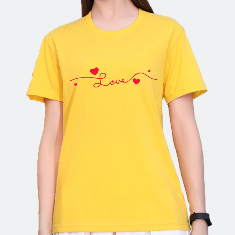 T-shirt imprimé amour avec col rond et manches courtes t-shirts graphiques Harajuku vêtements pour femmes