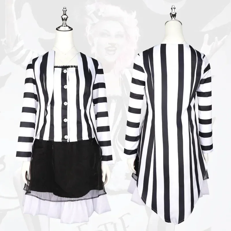 Underworld Master 2cos Beetle Juice косплей полосатое платье Хэллоуин косплей костюм для женщин