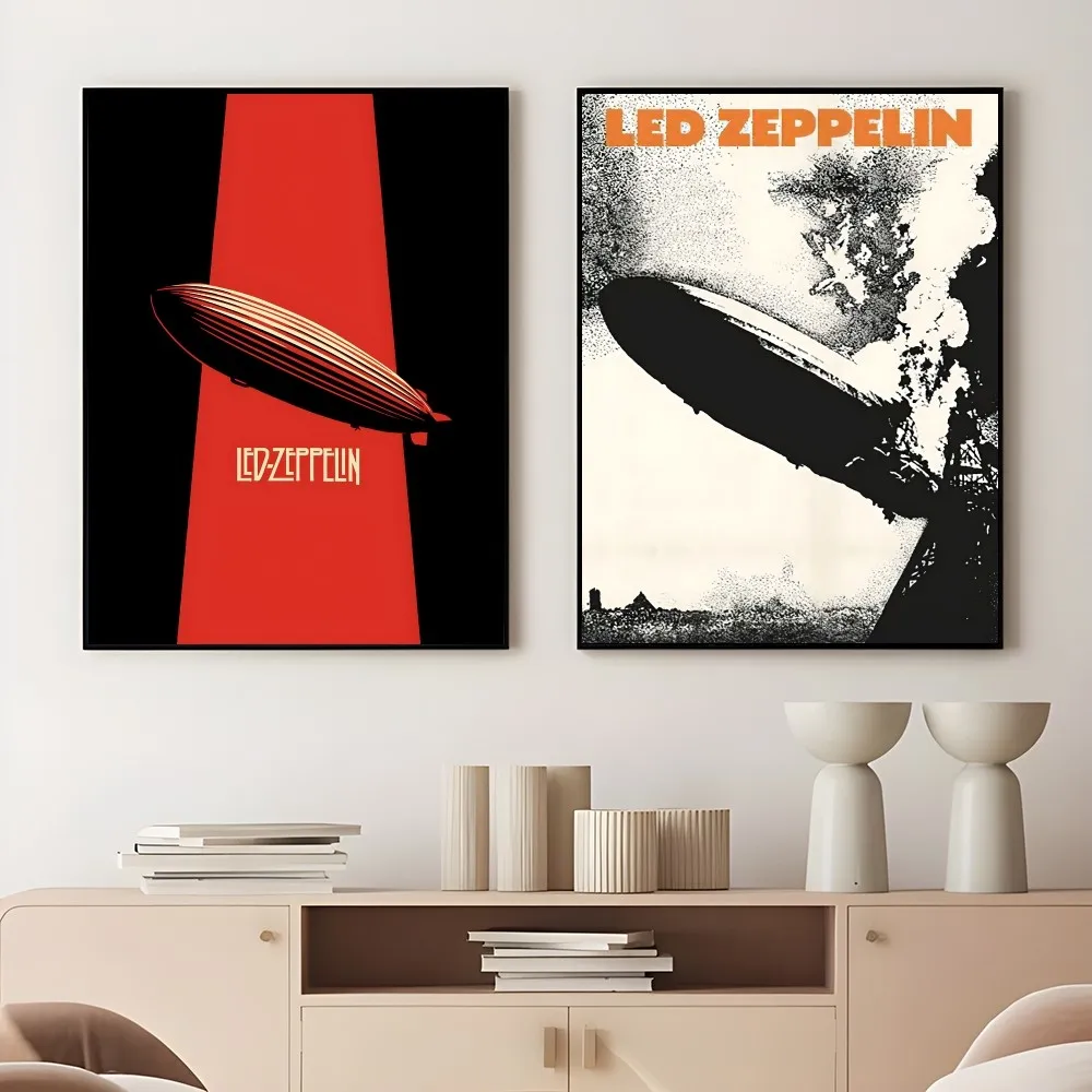 Band L-Led Z-Zeppelin Singer Rock Retro Poster Sticky Wall Art Printing Waterproof Home Living Bed Room Bar Aesthetic Decor