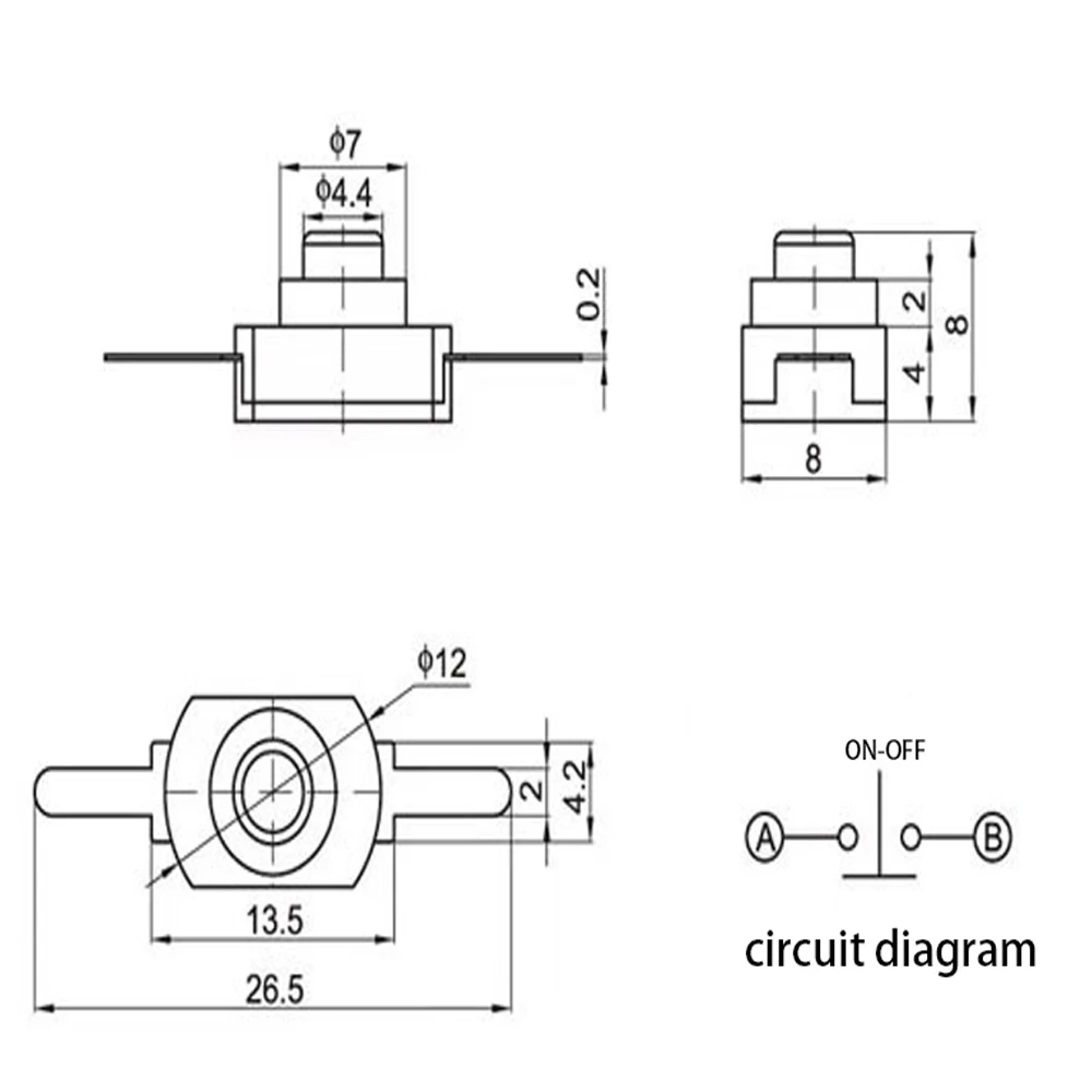 10PCS/Lot 12*8MM DC 30V 1A On Off Mini Push Button Switch for Electric Torch 1208YD Self Locking