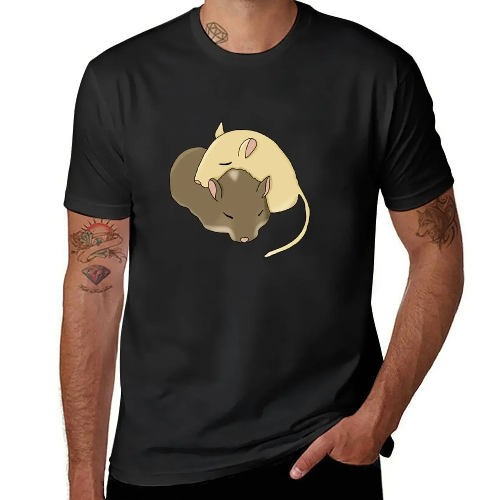 Two cute gerbils snuggled sleeping T-Shirt custom shirt vintage oversized t shirt vintage clothes tshirts for men