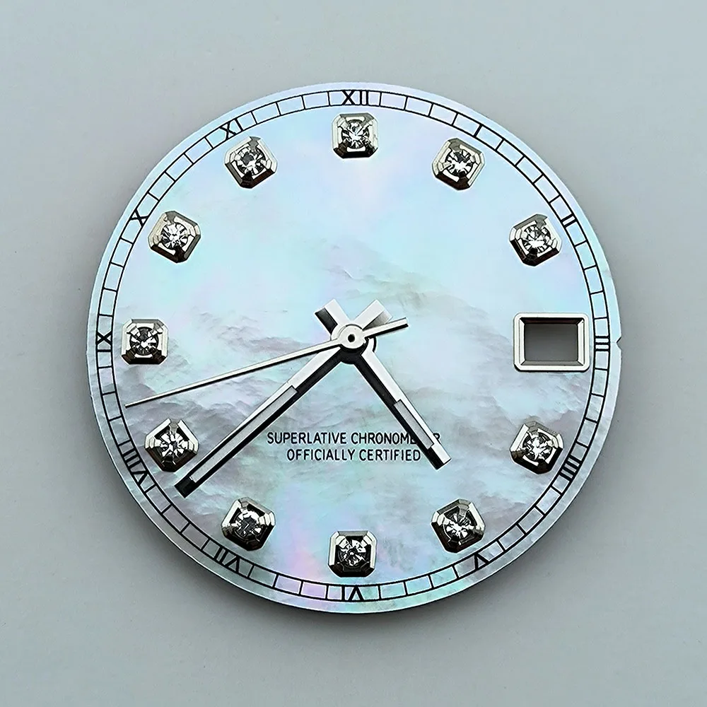 NH35 Diamond Dial S dial Pearl Shell Dial 28.5mm Suitable for NH35/NH36 Movement Watch Repair Tool