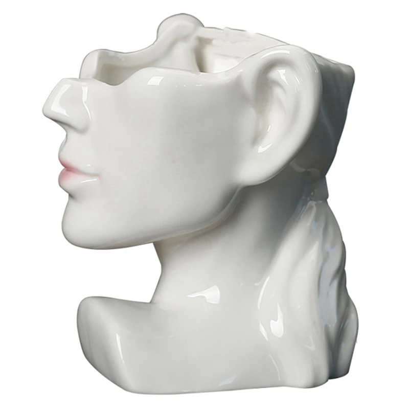 

Portrait Statue Vase Planter Nordic Succulent Flower Pot Ceramic Indoor Desktop Plant Decoration With Drainage Hole