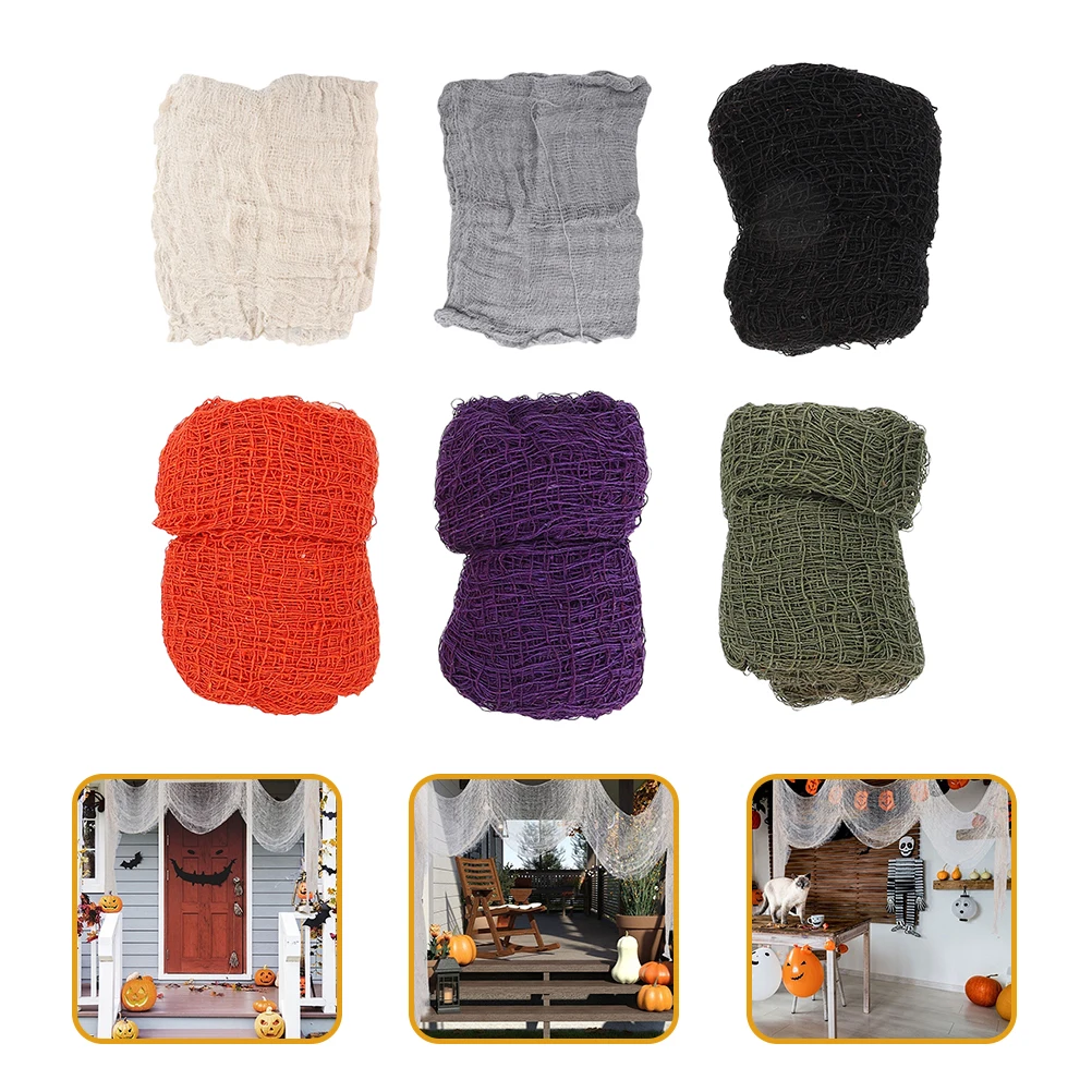 

6 Pcs Unique Gauze Ragged Cloth Decorations Spooky Home Cotton Halloween Creepy