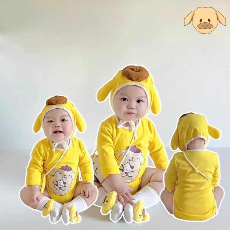 Baby Rompers Yellow Dog Infant Costume Girls Boys Dog Fancy Dress Cosplay Halloween Costume Animal Outfits Jumpsuit Toddler