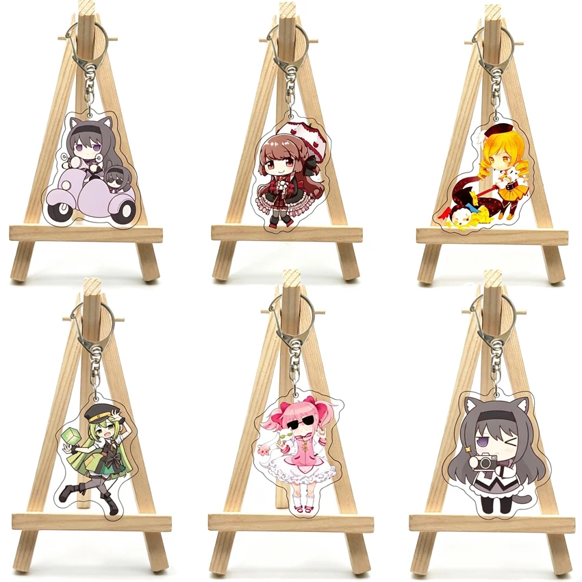 55MM Anime Puella Magi Madoka Magica Figure Akemi Homura Sakura Kyōko Tomoe Mami Kaname Madoka Acrylic Keychain Cute Gifts