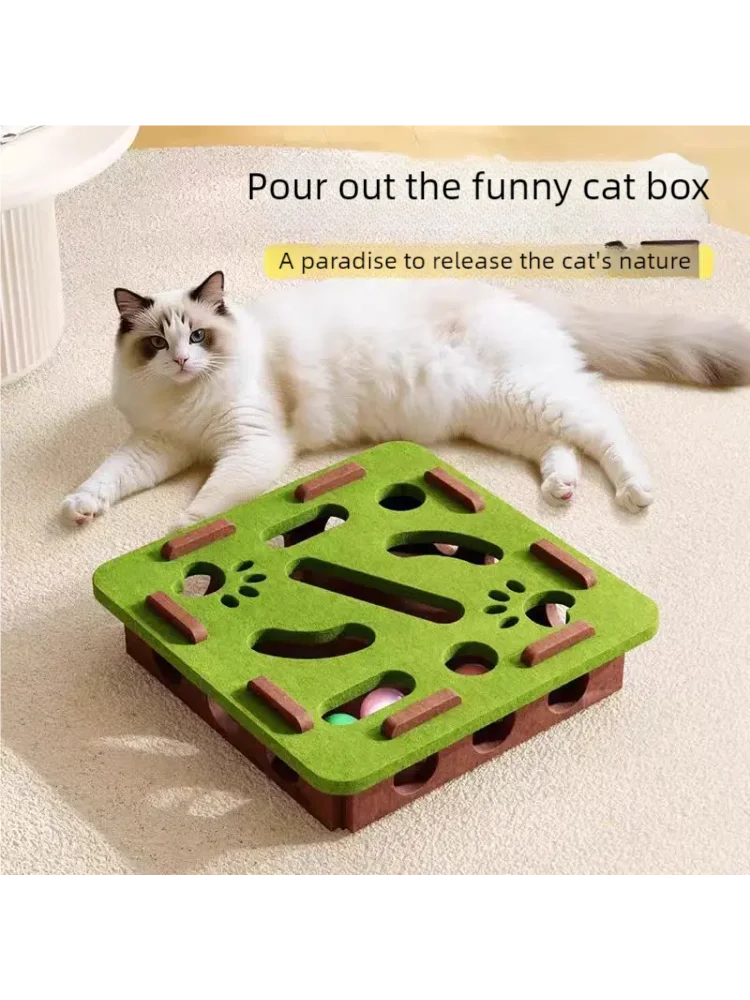 

Игрушка-головоломка для кошек, фетровая коробка-головоломка, игрушка для упражнений с мячом, спортивные развлечения в помещении, охотничьи игрушки для кошек для домашних кошек