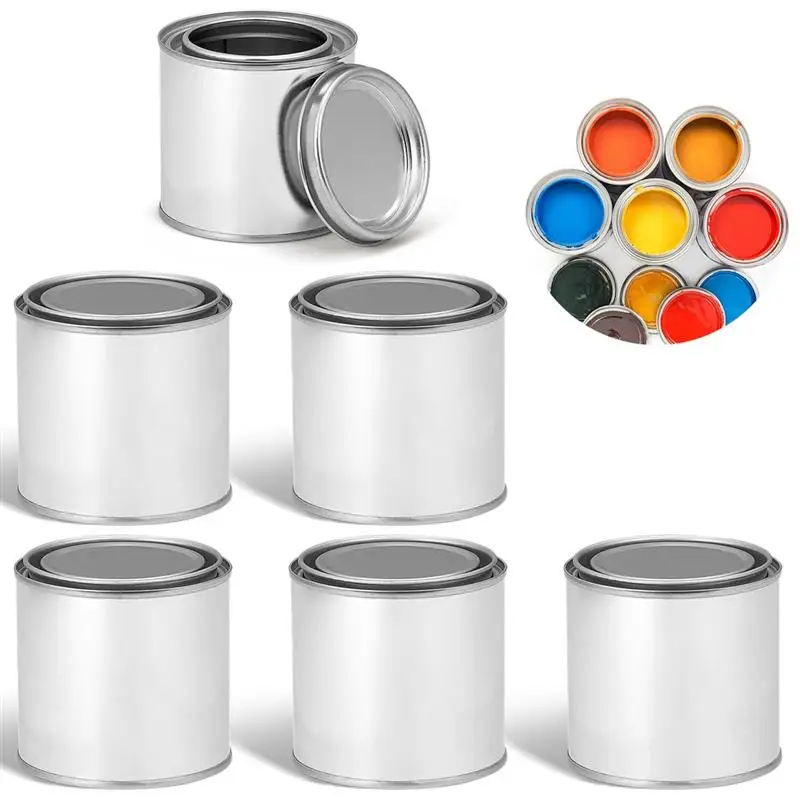 

6PCS Metal Paint Cans Empty Unlined Paint Cans With Lids 1/2 Pint Metal Paint Pails For Crafts DIY Project Multipurpose Storage