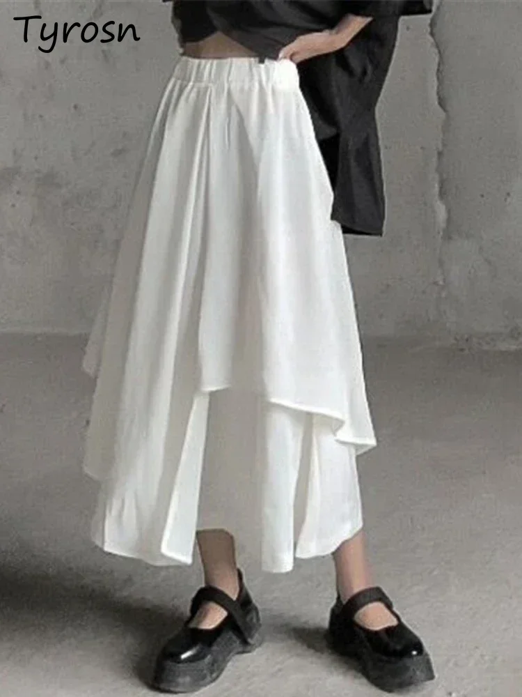 

Юбки женские со складками дизайн принцессы универсальные с высокой талией летние однотонные повседневные нежные уютные трапециевидные простые милые элегантные корейские стили