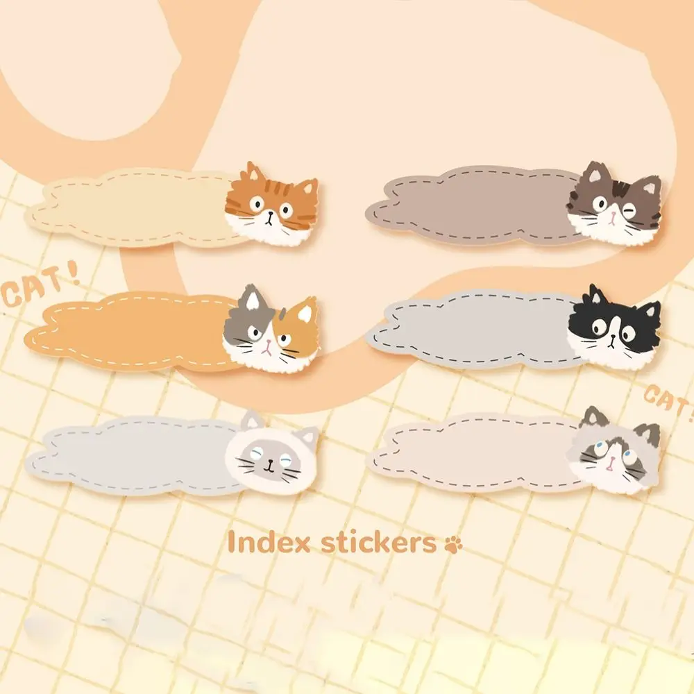 

Cute Paper Cat Index Stickers Cartoon Self Adhesive Cat Note Tabs School Supplies Writable Page Marker