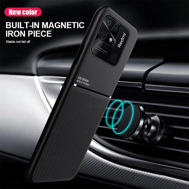 For Xiaomi Redmi 10C Case Car Magnetic Holder Leather Cover Redmy Radmi 10C 10 C C10 Soft Frame Protect Funda On Redmi10 6.71\