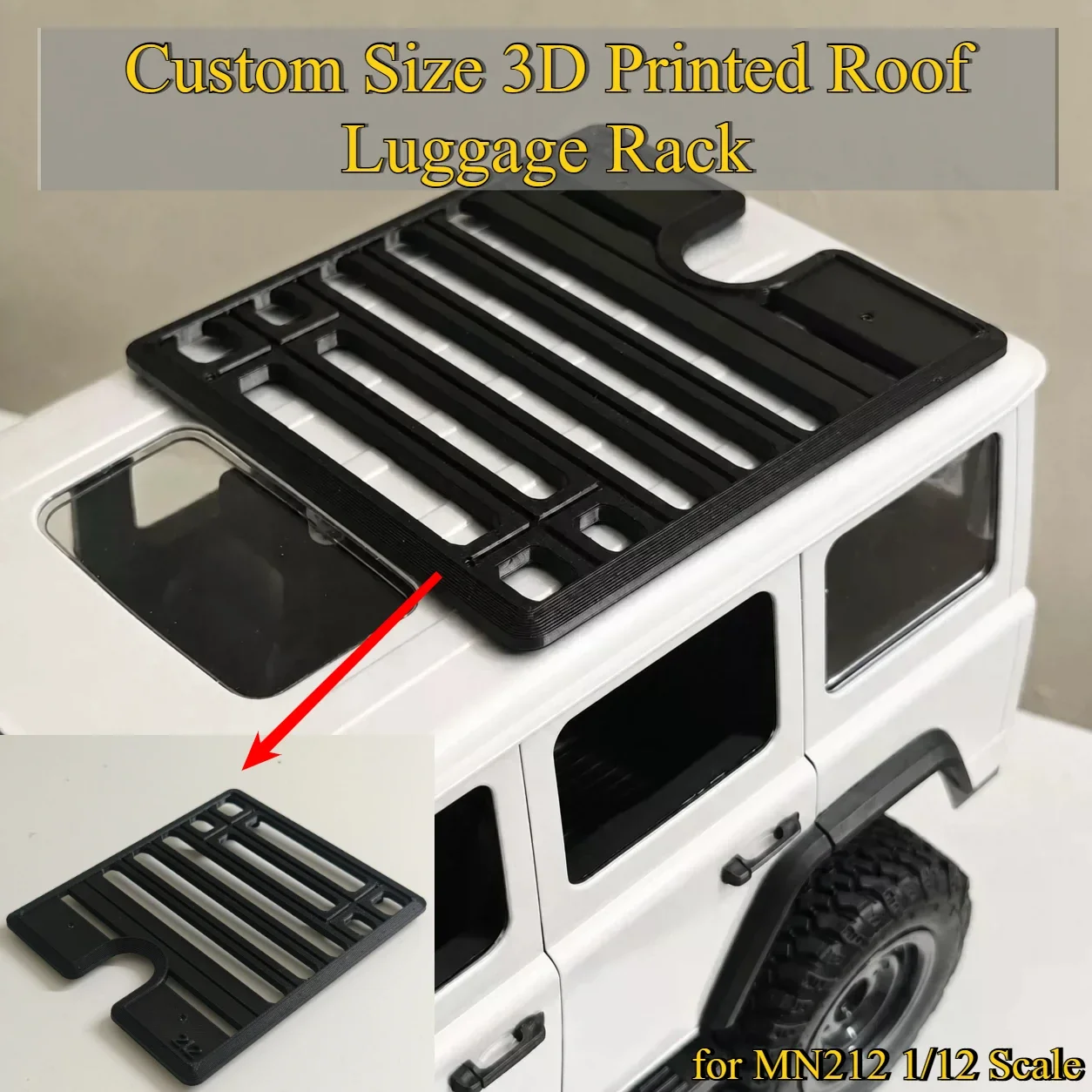 RC Crawler Custom Size 3D Printed Roof Luggage Rack Exterior Decor Upgrade Parts for MN212 1/12 Scale RC Car Model Accessories