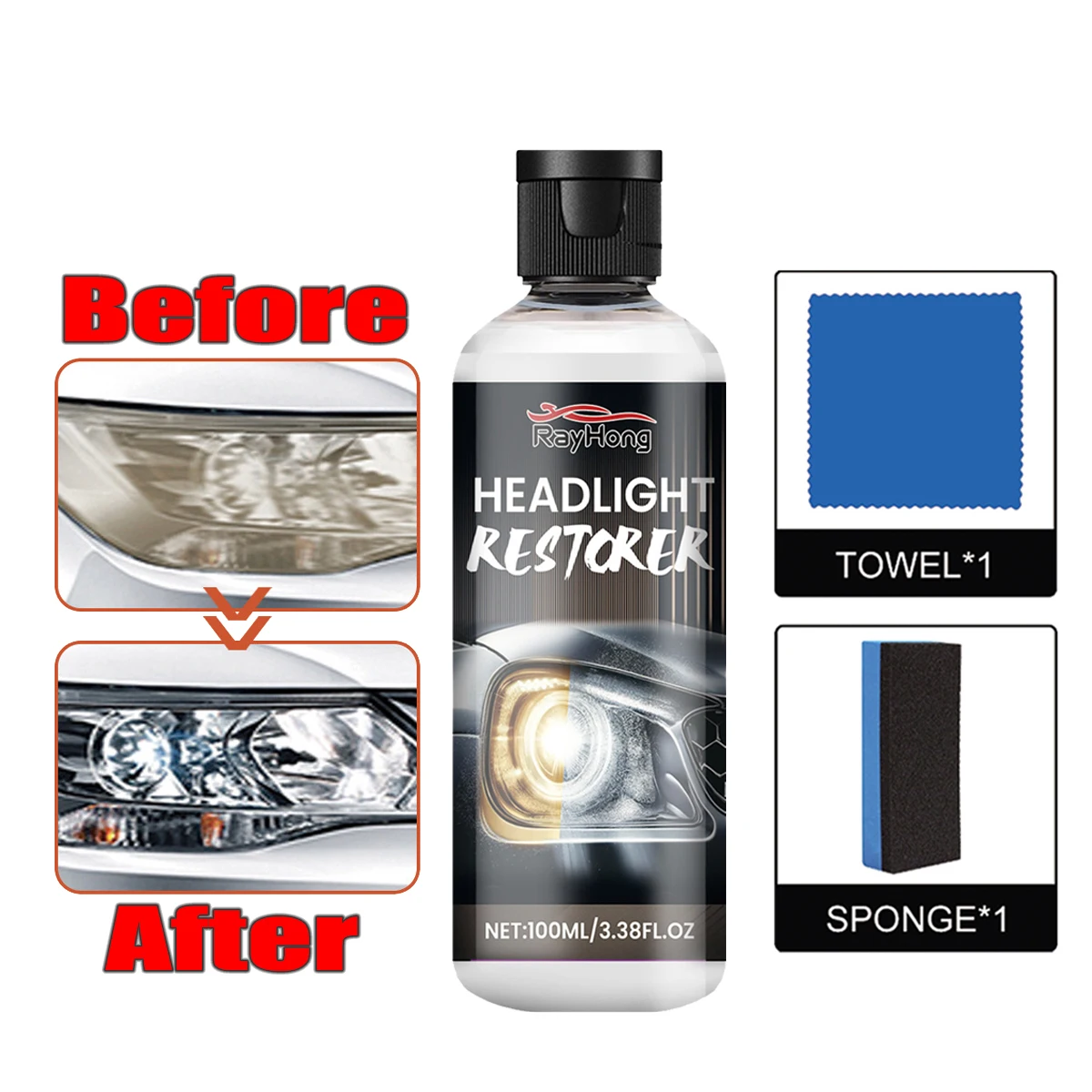 100ML Car Headlight Repair Kit Car Headlight Scratches Repair Yellowing Refurbishment Brightening Coating Agent