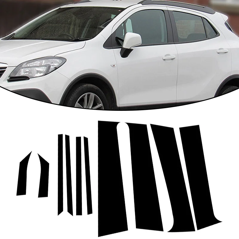 10Pcs Car Mirror Door Window Pillar Posts Trim Cover Black Decorative Sticker for Opel Mokka J13 Buick Encore 2013-2022