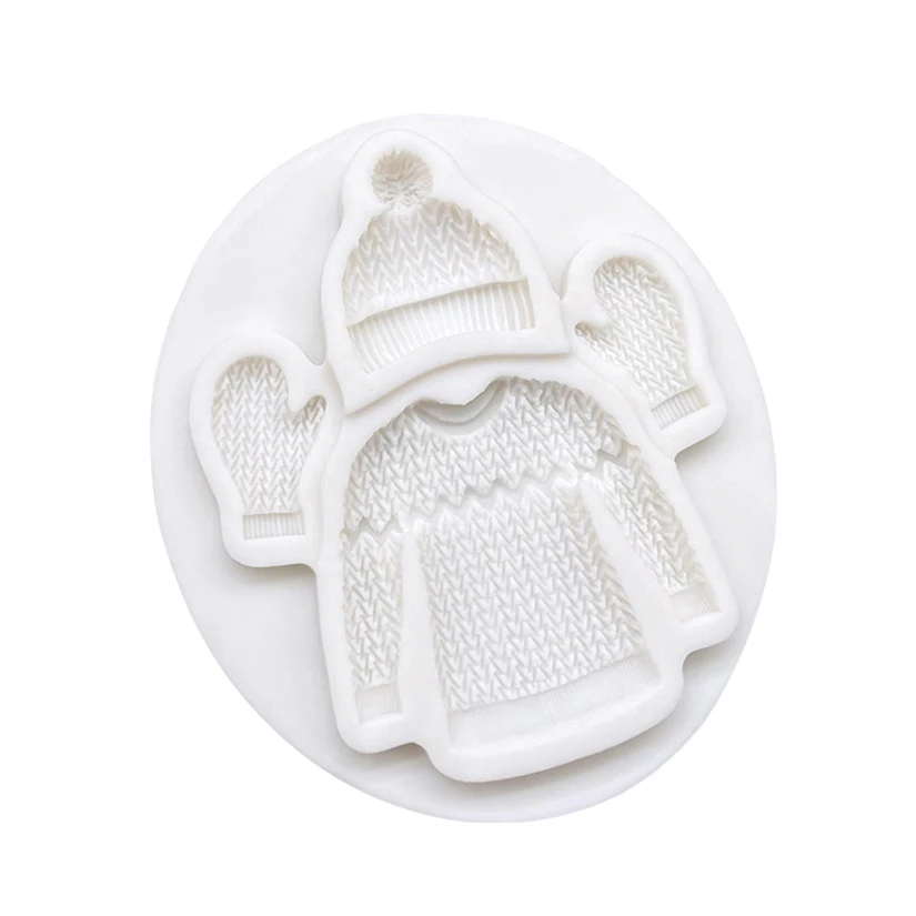 Knitted Sweater Hat Glove Christmas Silicone Sugarcraft Mold Resin Tools Cupcake Baking Mould Fondant Cake Decorating Tools