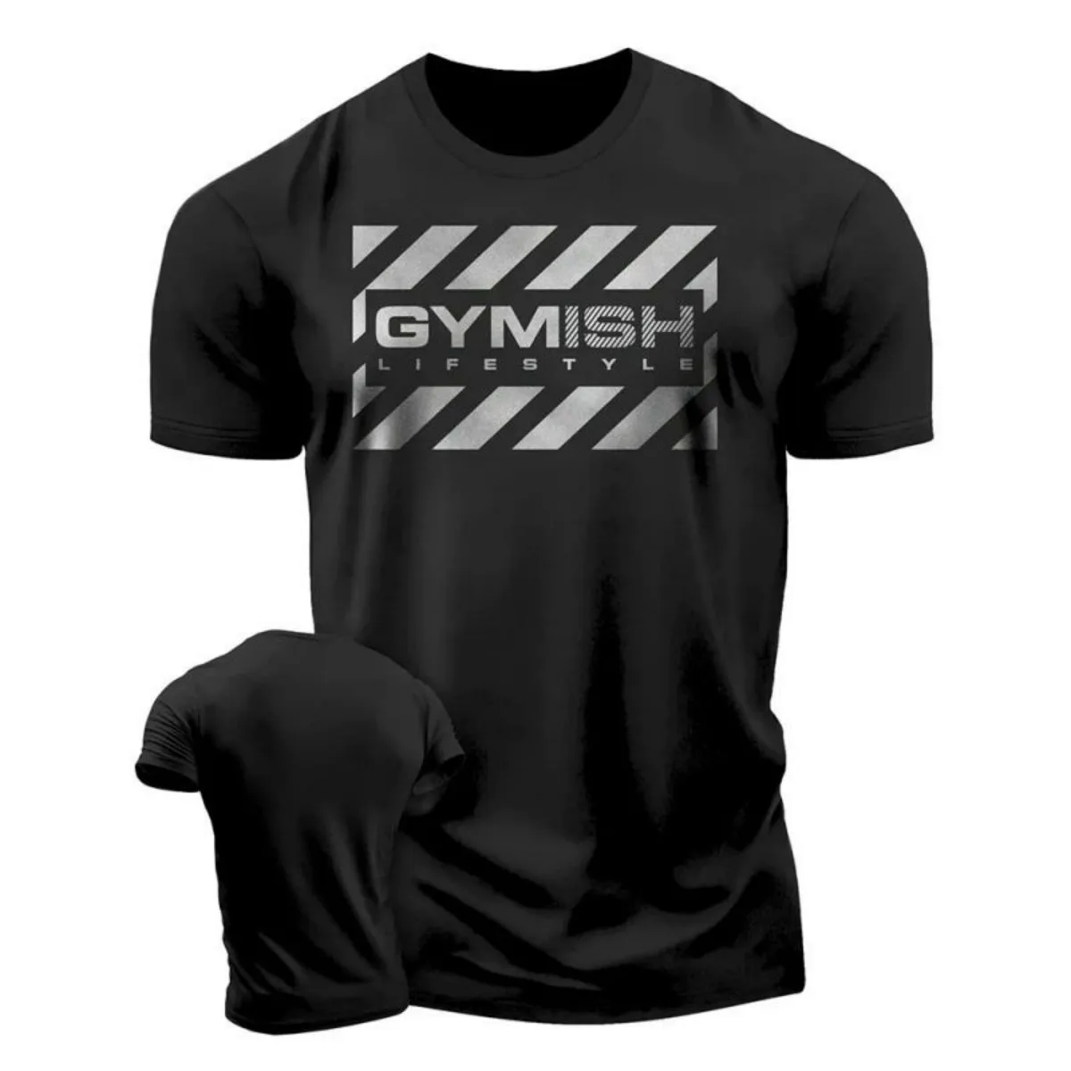 Summer Fashion Men's Muscle Training Letter Print Comfortable and Breathable Round Neck T-Shirt Outdoor Casual Sports Top