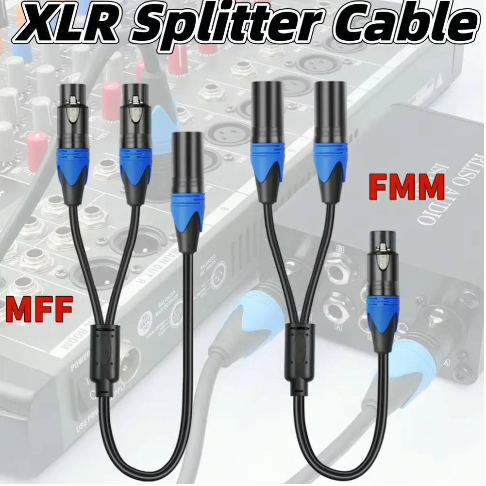 앰프 마이크 믹서용 XLR 스플리터 케이블, 1 XLR 수-2 XLR 암 XLR Y 스플리터 케이블, 50cm