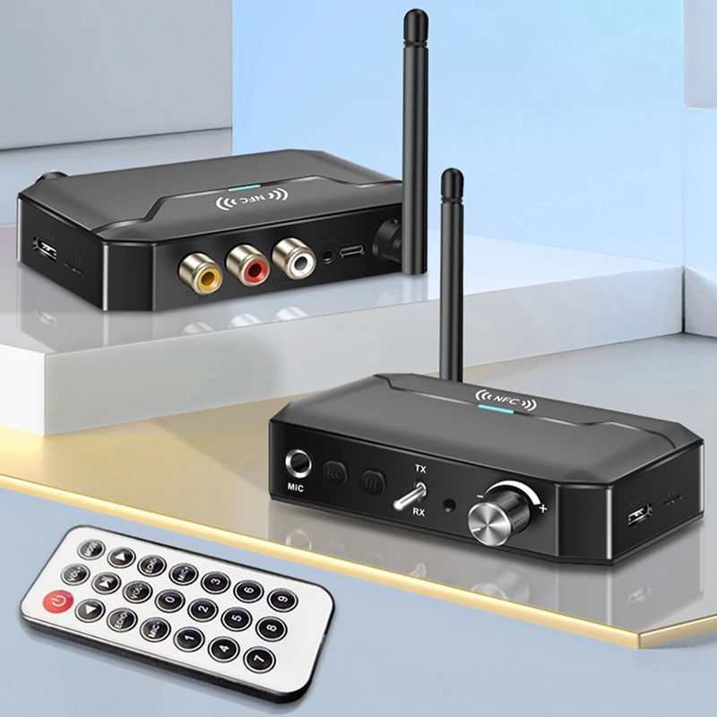 ABPP-2 في 1 بلوتوث 5.3 جهاز ريسيفر استقبال وإرسال الصوت يدعم NFC USB محول لاسلكي AUX/RCA/TF/محوري/6.5 مللي متر