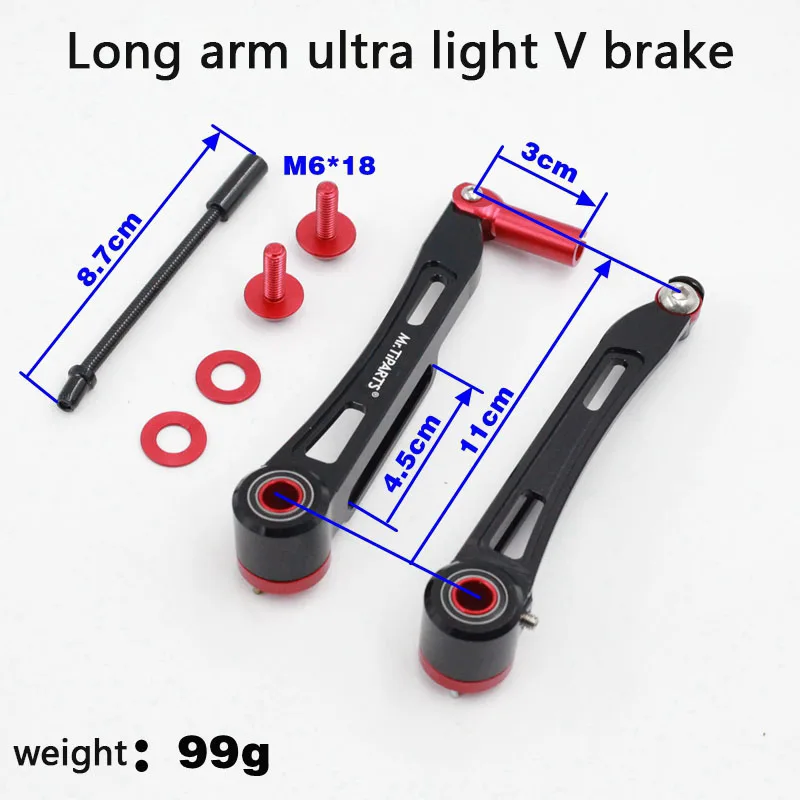 Folding Bike V Brake Caliper 110mm Long Arm Brake Extension Adapter Ultralight Hollow Black Red Silver Litepro For Brompton