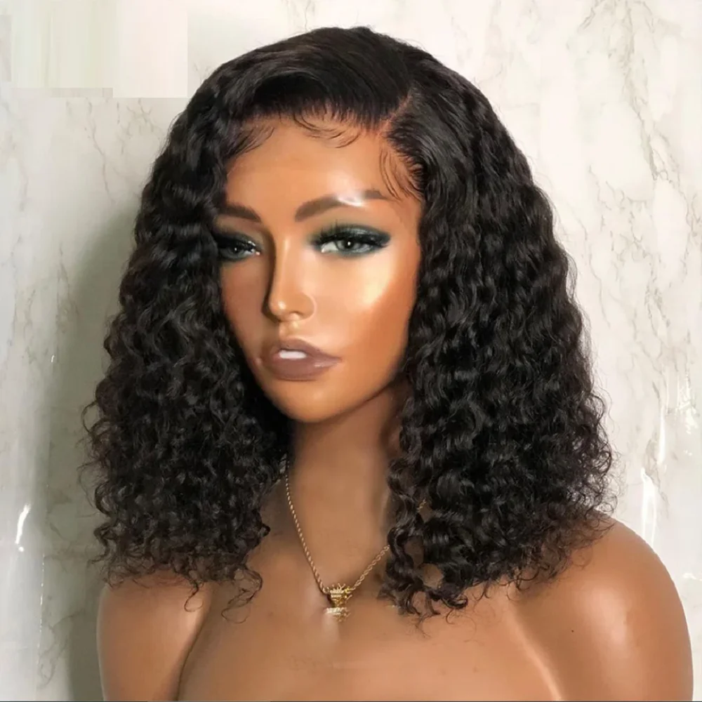 Pelucas de cabello brasileño para mujer, peluca de encaje de onda profunda, pelucas de cabello humano de encaje transparente Bob, peluca con malla frontal con nudos blanqueados prearrancados