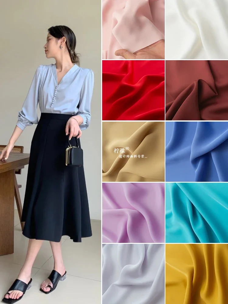 Shirt Fabric Anti Wrinkle Smooth Dress Skin Friendly Breathable Cloth Apparel Sewing Fabric By Meters Pure Polyester Material