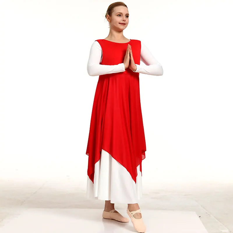 المرأة جولة الرقبة نمط تانك الثناء العبادة الرقص الحديث الليتورجي البلوز فضفاض هيم المرأة الثناء الرقص سترة