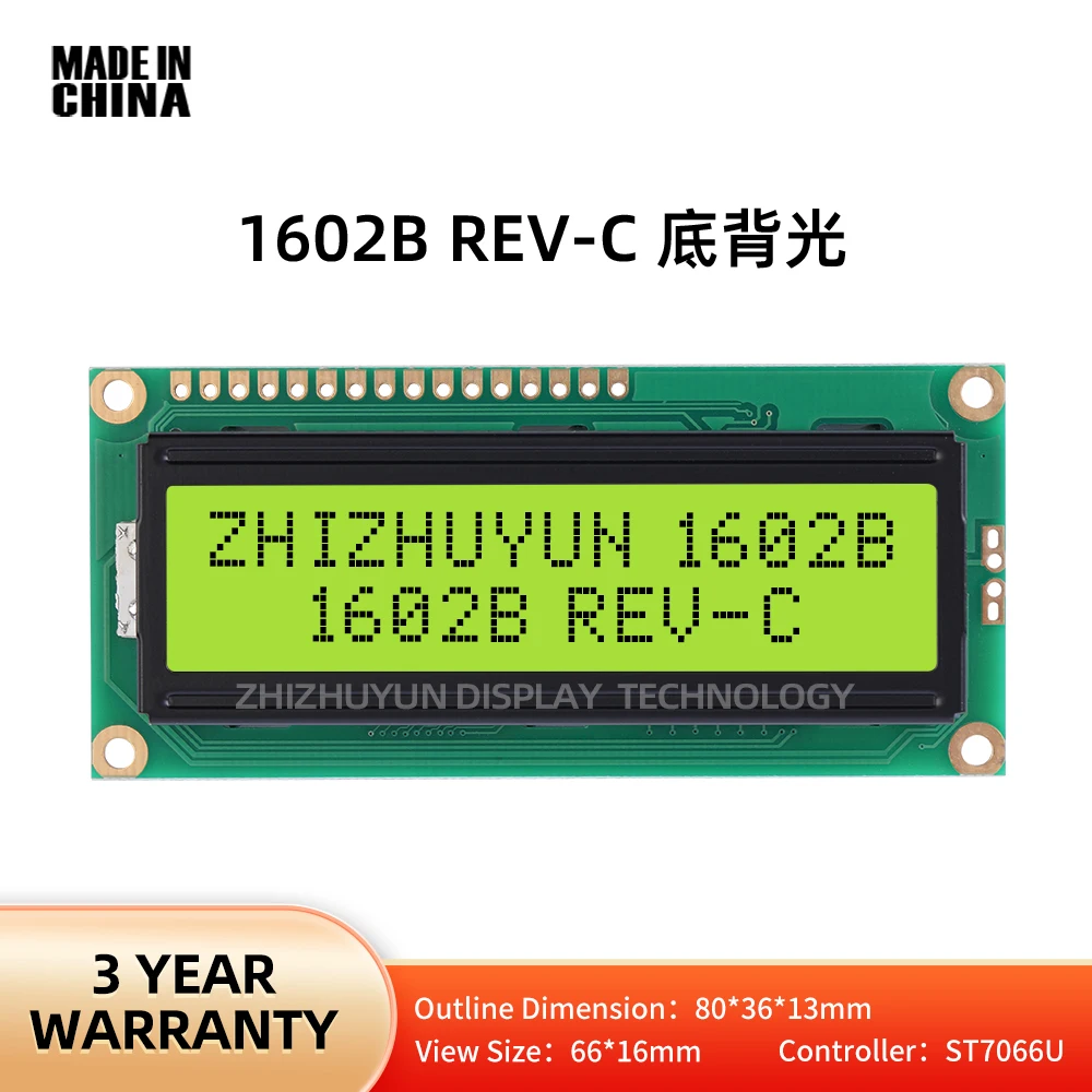 Winstar 16 PIN WH1602B-YYK STN Cob 6800 Parallel*2 Module Screen 5V 16X2 LCD Character Display ST7066U SPLC780D Controller