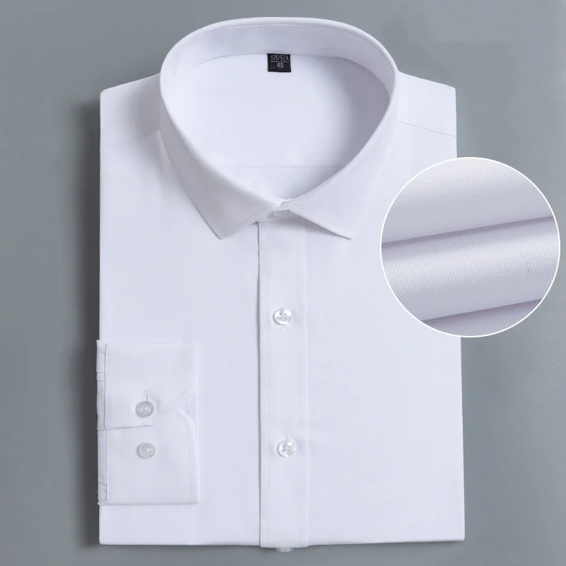 

8XL No Pocket & With pocket Office Blue Black White Shirt Men Formal Shirt Long Sleeve Business Solid Color Anti-Wrinkle Fashion