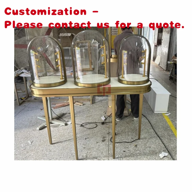 

Изготовленная на заказ.Shenzhen Высококачественная витрина для ювелирных изделий из нержавеющей стали, круглая стеклянная металлическая витрина для ювелирных изделий, витрина для ювелирных изделий, дизайн