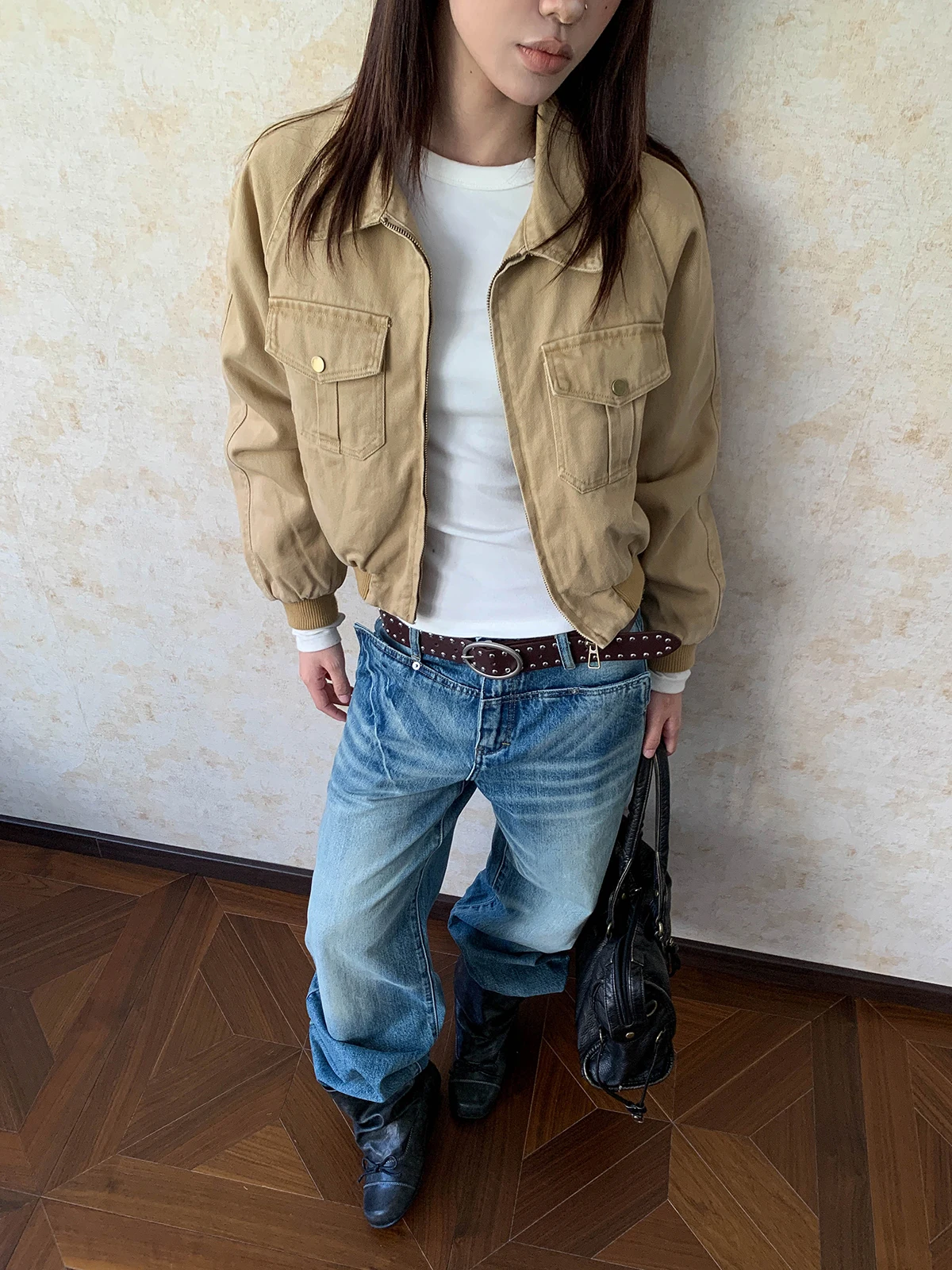 

Винтажная хлопковая рабочая одежда Aket Jaet ort Fit с воротником, женское пальто, теплое термостойкое длинное пальто из полиэстера на молнии