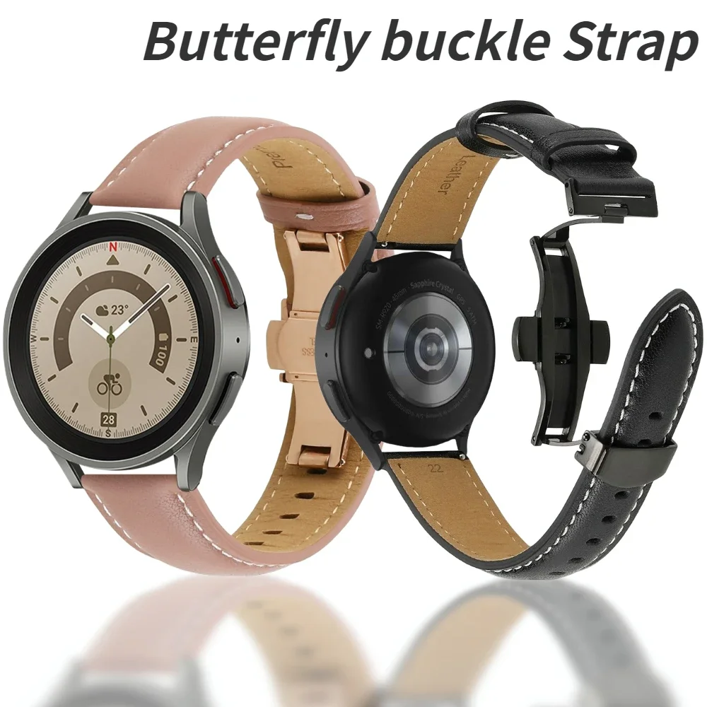 Strap for Samsung Galaxy Watch 7 6 5 4 44mm 40mm/6 Classic Leather Wristband for Huawei Watch 4 Pro/GT 5 3 2 Pro