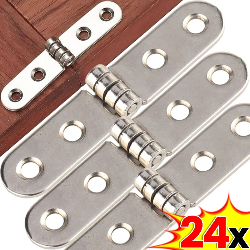 

24/2pcs Foldable Hinge Flap Metal Screw-On Hinges 180 Degree Rounded Corner Buffer Hinge forWooden Box Door Cabinet Hardware