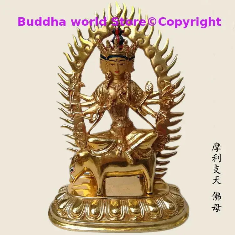 

Good buddha statue # Southeast Asia Buddhism Gilding golden safety bless Marici Bodhisattva PUSA buddha brass statue