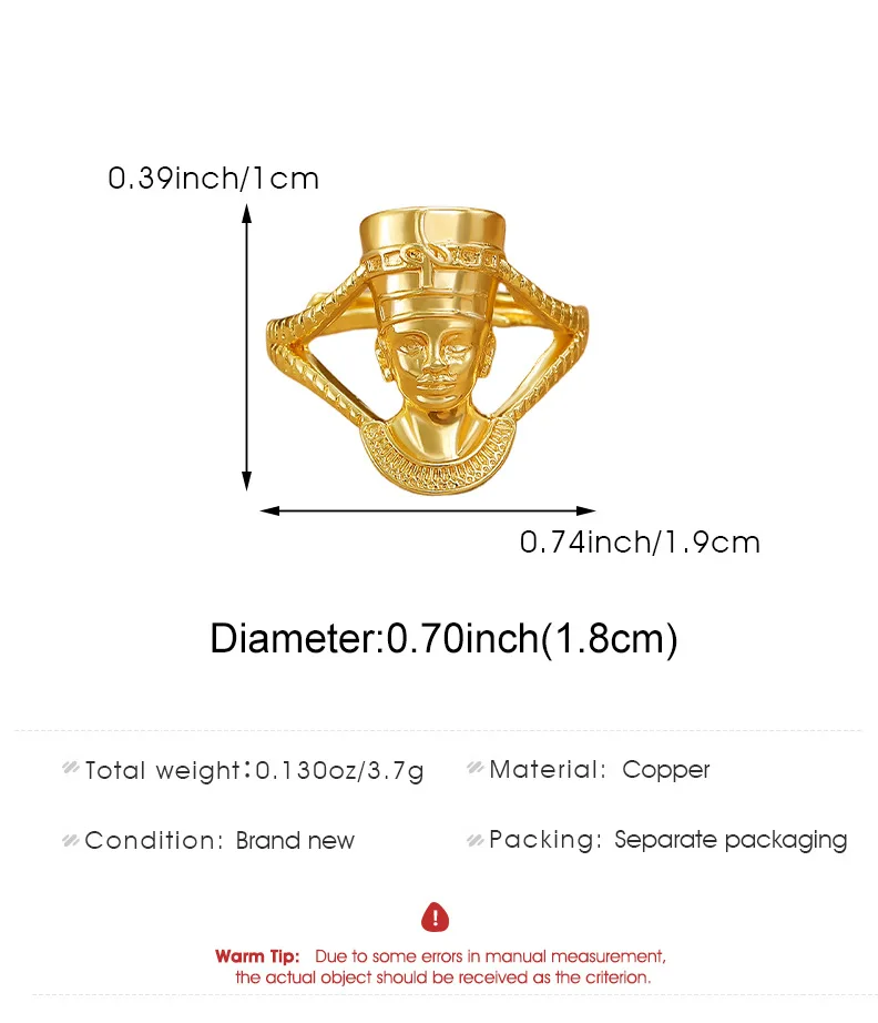 آلهة الملكة المصرية قابل للتعديل المفتوحة الفرقة فرعون مجوهرات الرجال النساء النمط الأفريقي اليدوية حلقة معدنية