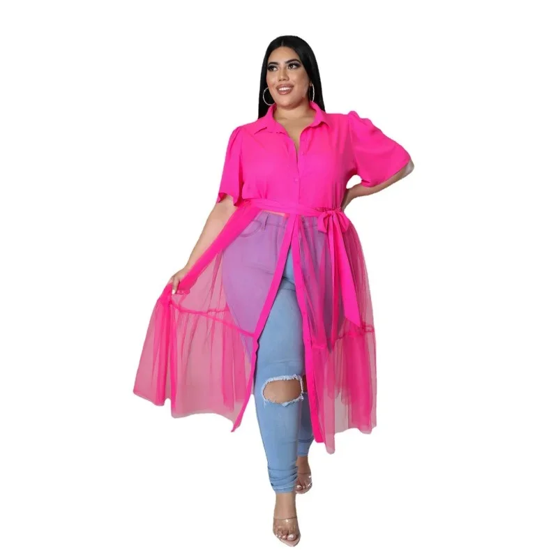 Vestido de manga curta casual feminino, vestidos africanos, roupas femininas, malha da moda, plus size XL-5XL, verão, Dropshipping, 2024