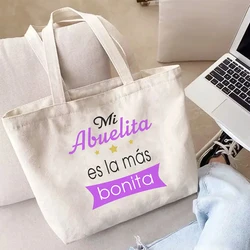 La mia nonna è la più bella borsa casual con stampa Borsa tote da donna portatile Borse per la spesa in tela Regali per i giorni del nonno