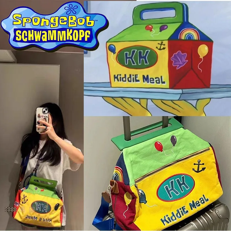 SpongeBob SquarePants Cosmetic Bag Cartoon Creative Large-capacity Portable Cross-body Bag Outing Travel Cosmetics Storage Bag