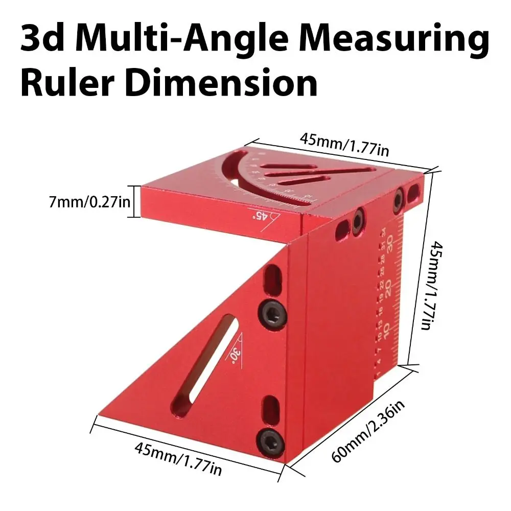 Aluminum Alloy Multi Angle Measuring Ruler 30/45/60/90 Degree Multifunctional T-shaped Angle Ruler Measurement Ruler