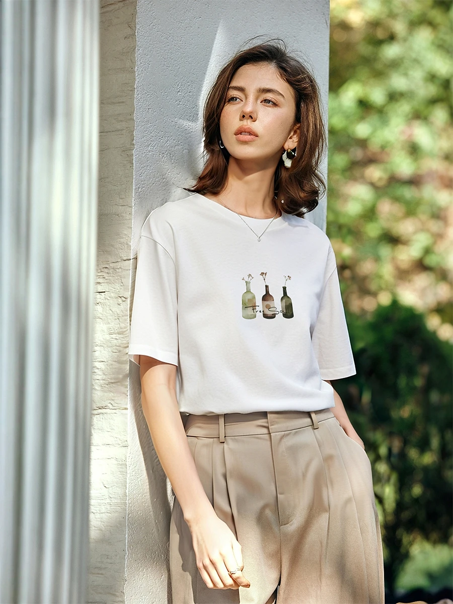

OLrain White Graphic T-Shirt Women's Summer Tops 2025 Loose Casual Printed Short Sleeve Tee Shirts Female Clothing O57XT98953