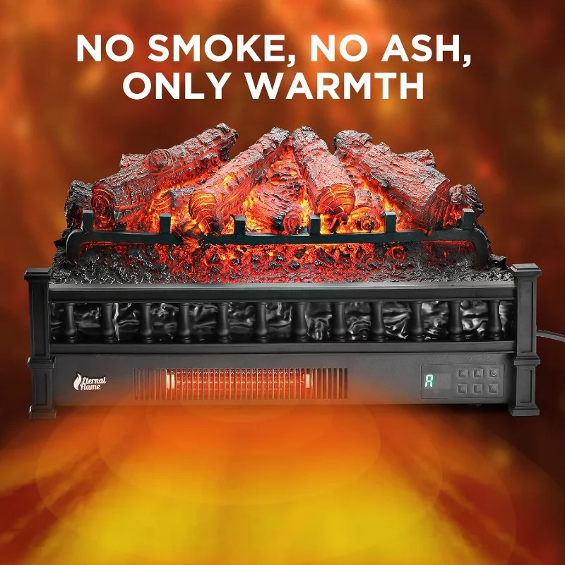 

TURBRO Eternal Flame 26-дюймовый инфракрасный кварцевый электрический каминный обогреватель, реалистичные бревно из сосны, регулируемые цвета пламени