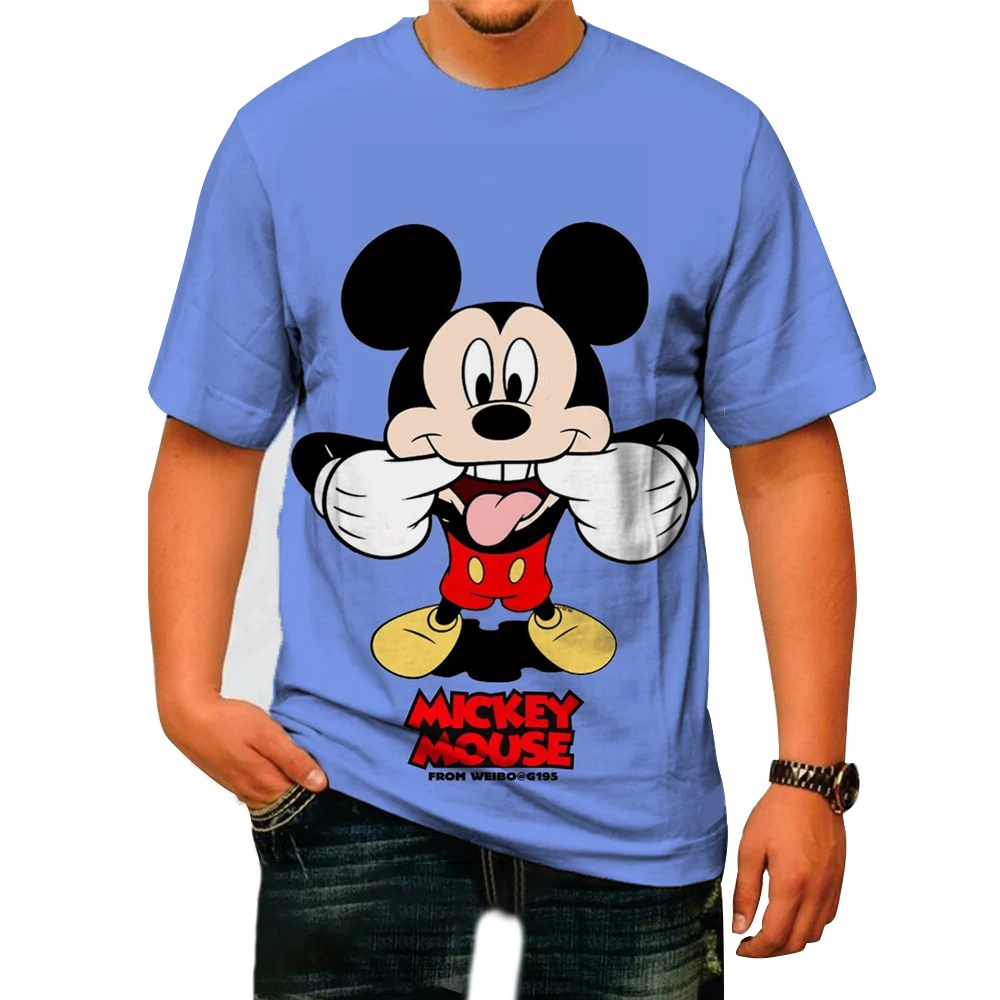 2024 Summer Men's T-shirt Cartoon Disney Goofy Mickey Mouse Summer Men's Short sleeved T-shirt Casual T-shirt