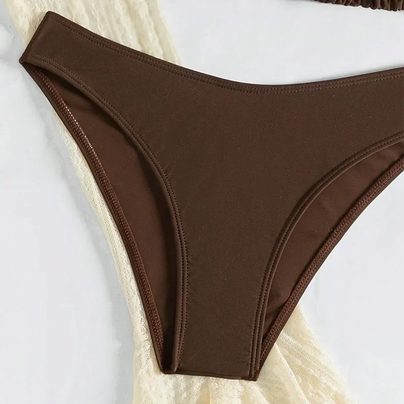 2025 Sexy Four-piece Bathing Wear Long-sleeve Cover-up Swimwear Summer Solid Bikini Set Brazilian Women Beachwear Party Swimsuit