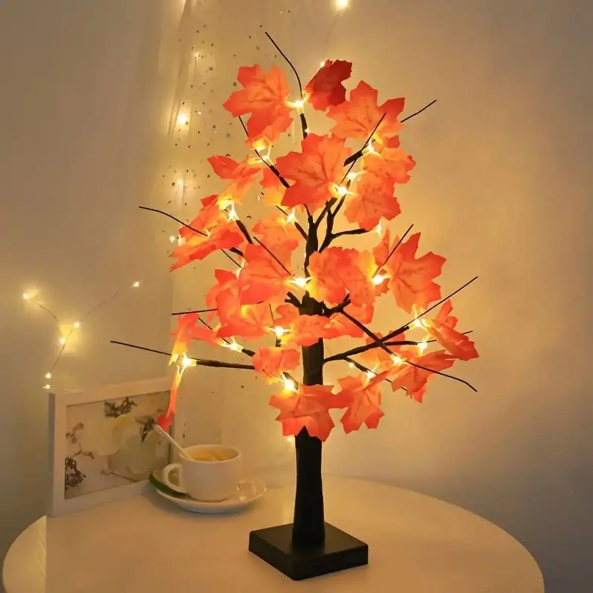 LED simulation maple leaf white birch tree home room decoration light holiday landscape luminous tree night light