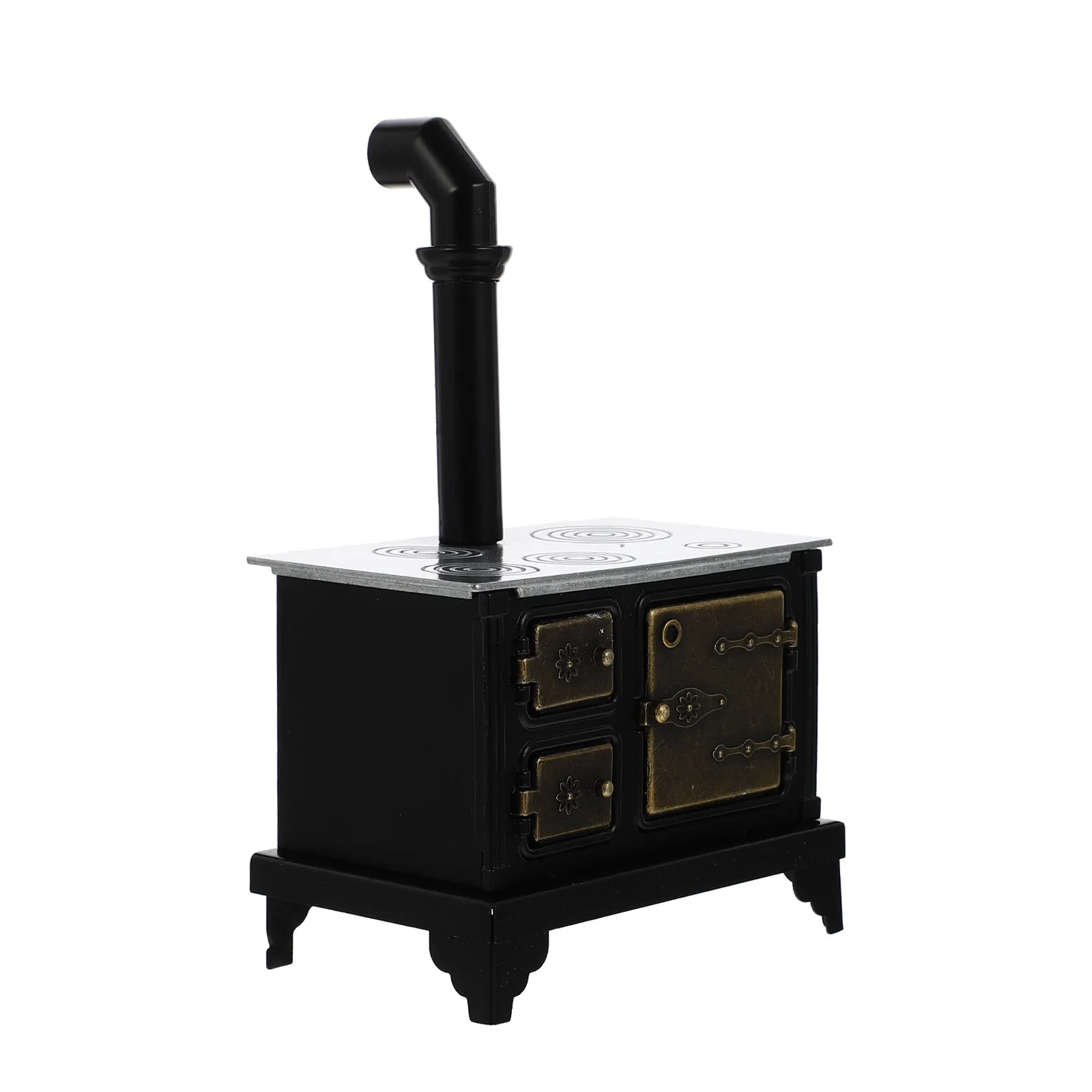 

Miniature Iron Cooking Bench Mini House Furniture Adornment Realistic Hearth Long Chimney Mini Kitchen Scene Decoration