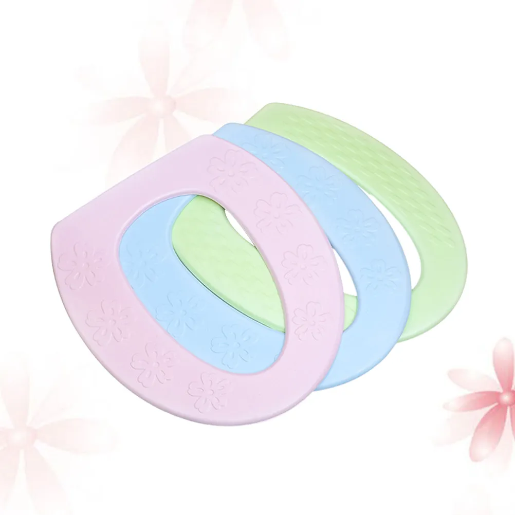 

3Pcs Waterproof Toilet Seat Pad Four Seasons Universal Cold Insulation Sticky Cushion Pink Environment