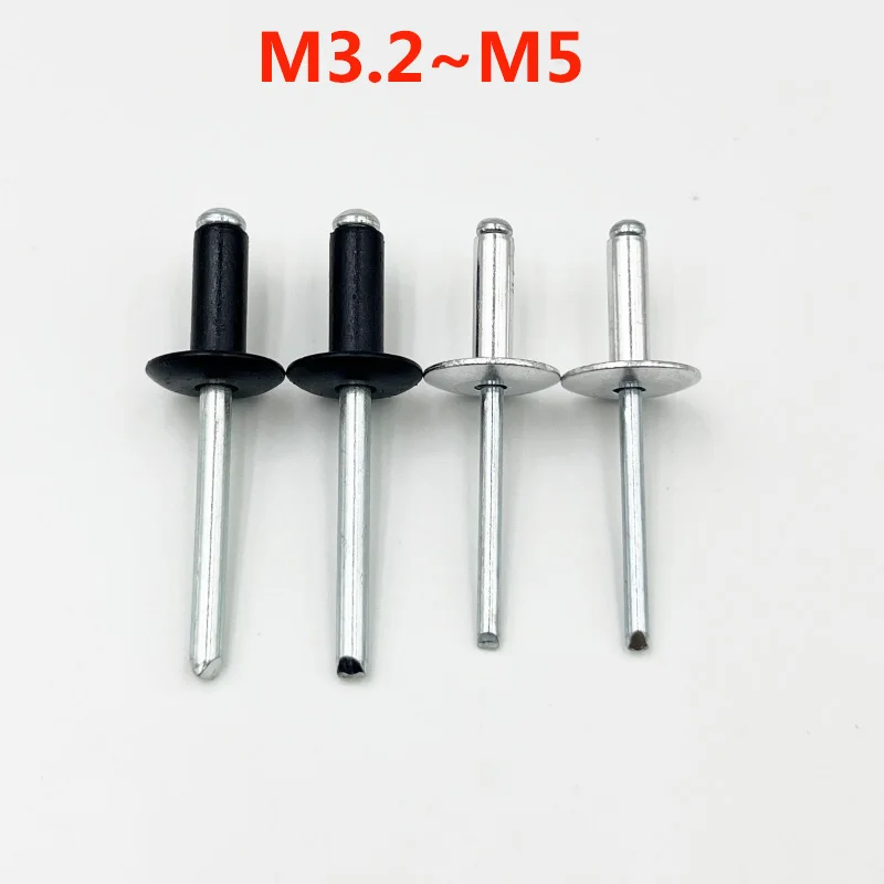 20-40pcs Black Aluminum Large Flange Pop Open Hollow Blind Rivets Large Cap Leaf Bolt Dropper Self-plugging Rivet Decoration