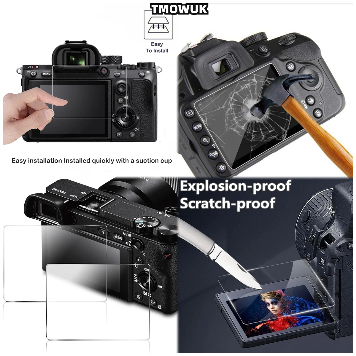 

For A9 A9II A7RII A7RIII A7R4 A7R4A A7SMII, Advanced 9H Glass Screen Protector, Ultra-Clear Anti-Scratch