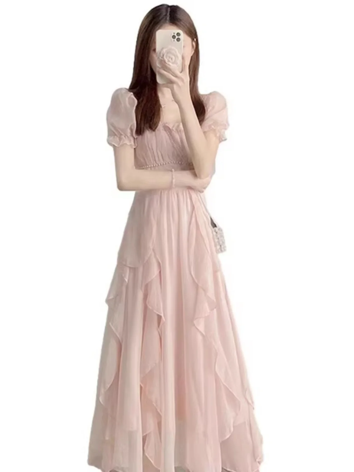 กระโปรงยาวทรงเอ สไตล์หวานละมุน ไซส์พลัส รุ่นใหม่สำหรับฤดูร้อน ช่วยให้ดูผอมเพรียว ช่วงเอวเข้ารูป แฟชั่นสำหรับผู้หญิง ทรงเจ้าหญิง